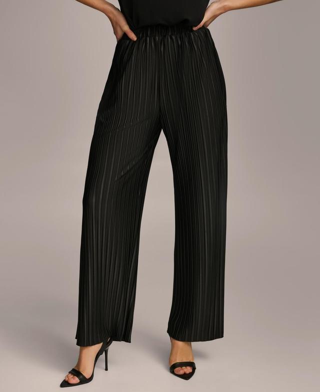 Donna Karan Womens Pull-On Pleated Wide Leg Pants Product Image