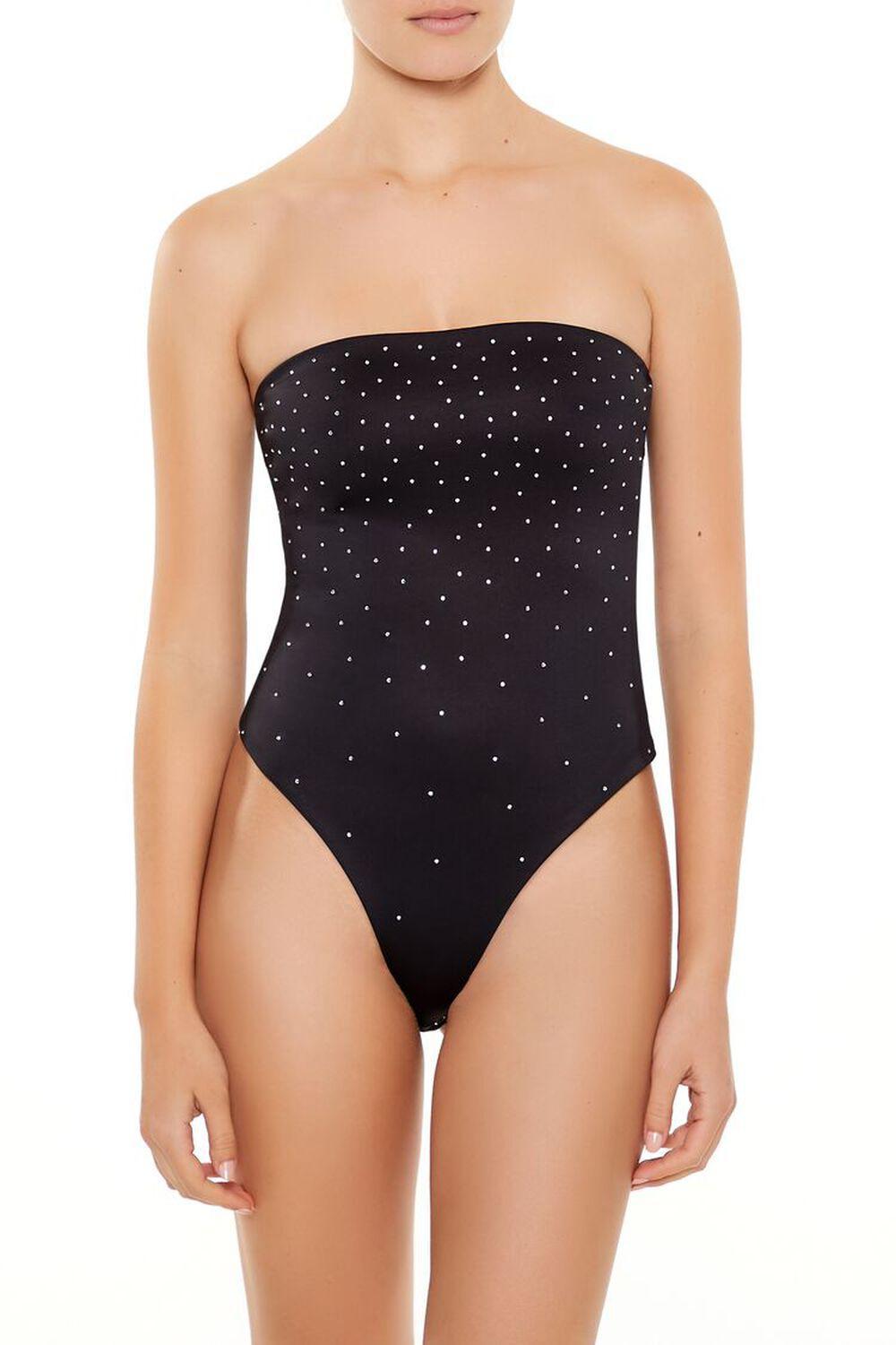 Contour Sculpt Rhinestone Tube Bodysuit | Forever 21 Product Image