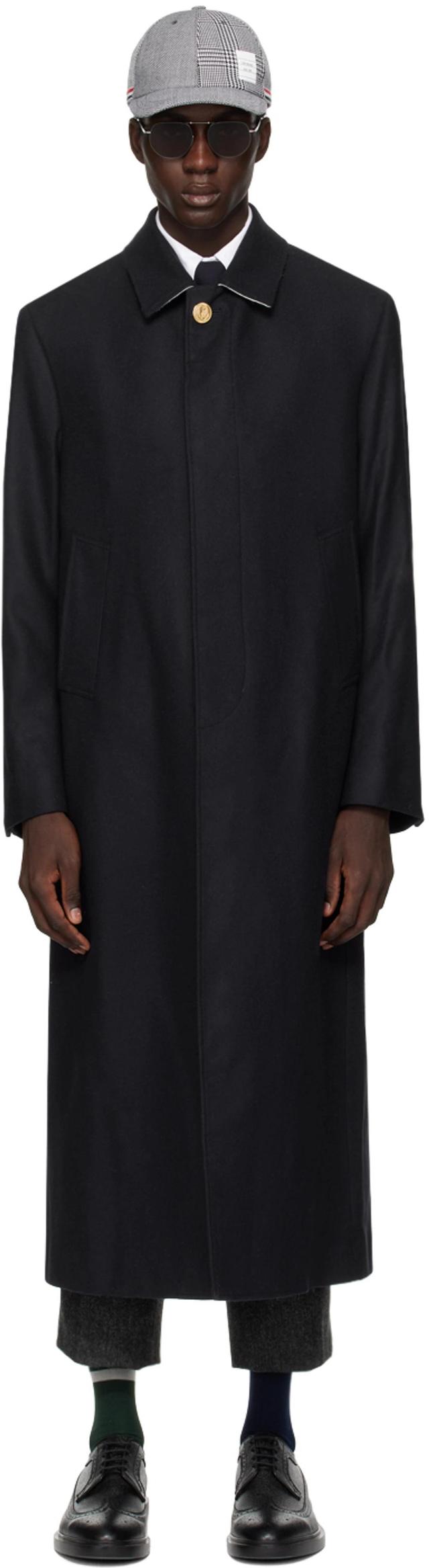 Navy Button Back Coat In 415 Navy Product Image