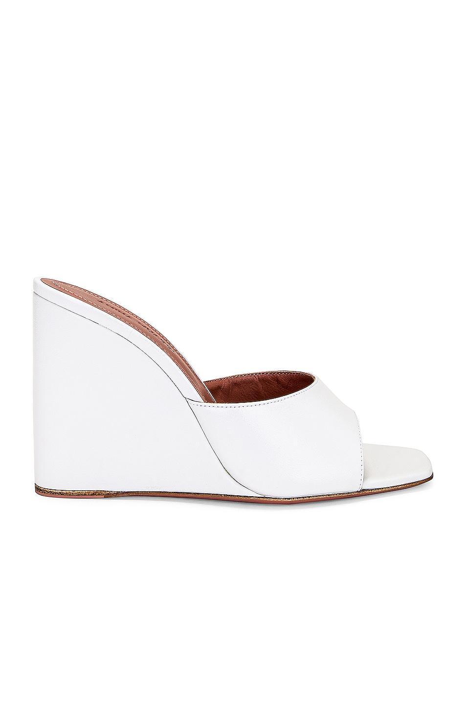 AMINA MUADDI Lupita Nappa Wedge in White - White. Size 35.5 (also in 39). product image