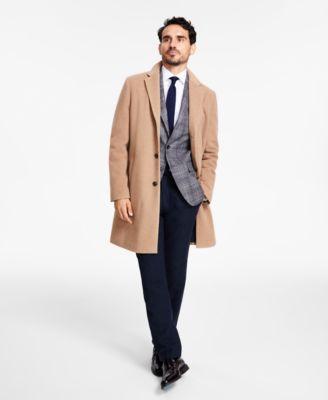 Tommy Hilfiger Mens Addison Wool-Blend Trim Fit Overcoat Product Image