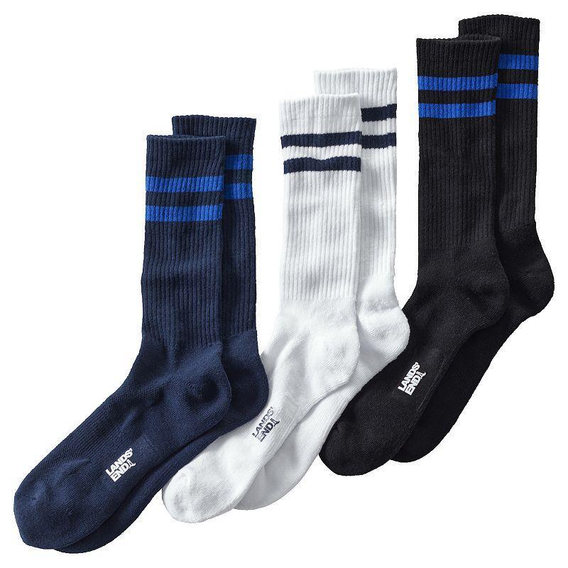 Mens Lands End Performance 3-Pack Crew Sock Natural Product Image