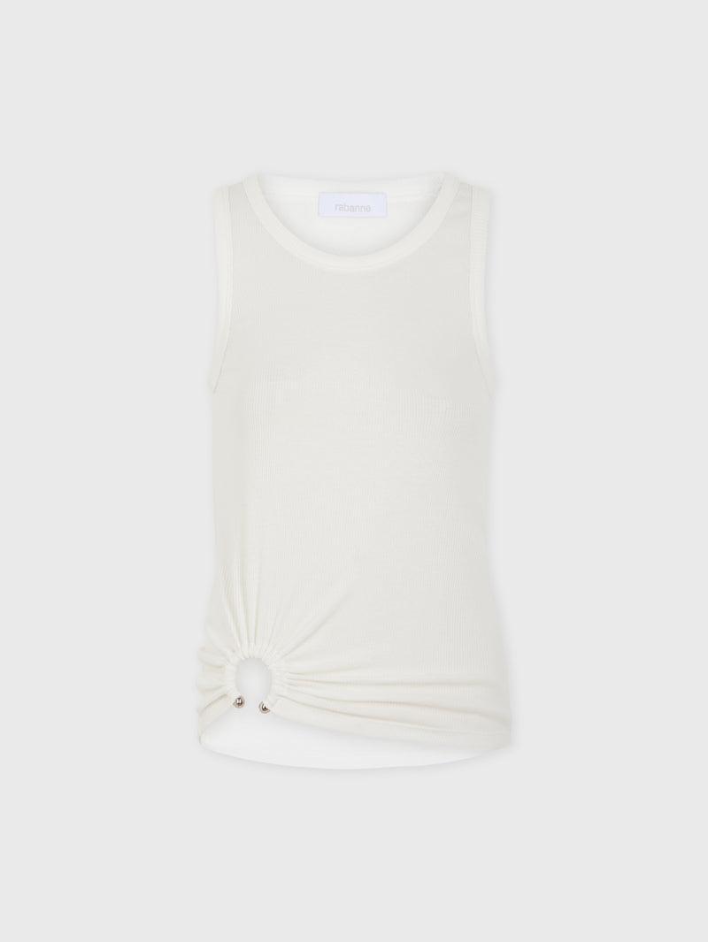 White Tank Top with signature piercing Product Image