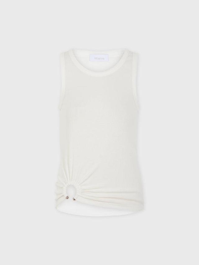 White Tank Top with signature piercing Product Image