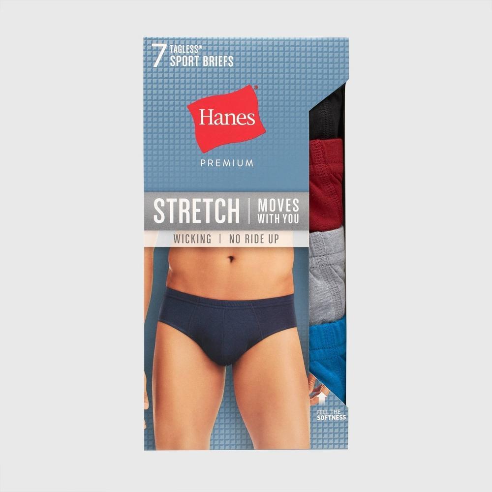 Hanes Premium Mens Stretch Comfort Soft Waistband Briefs 7pk - Blue/Black Product Image