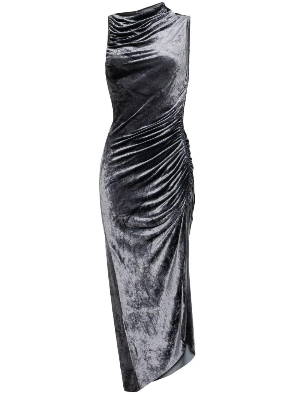 RICK OWENS Ruched Svita Midi Dress In Grau Product Image