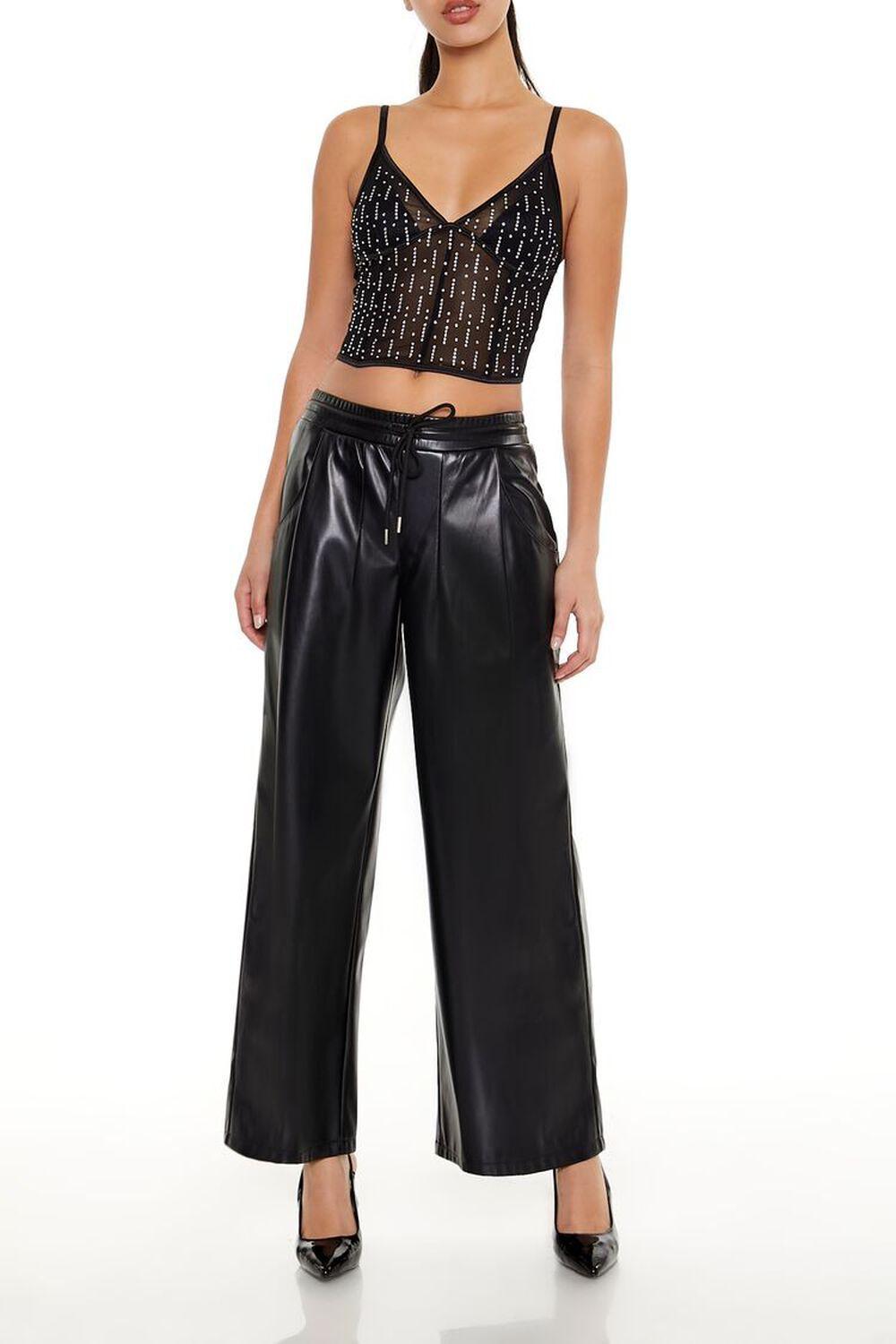 Sheer Rhinestone Cropped Cami | Forever 21 Product Image