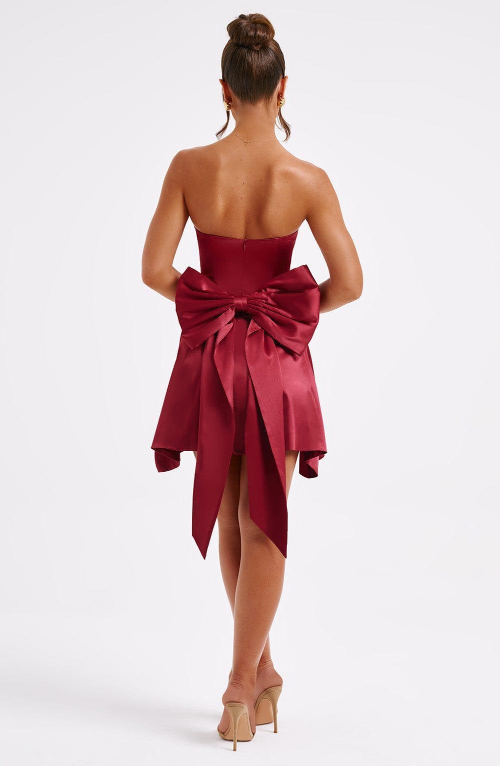 Freja Mini Dress - Burgundy Product Image