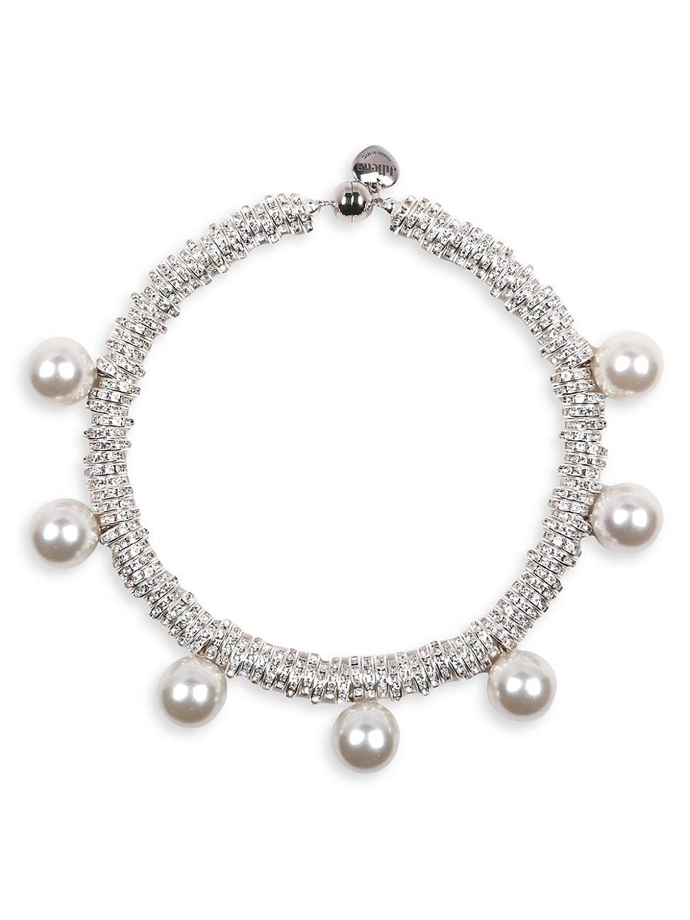 Womens Gaia Silvertone, Crystal & Faux Pearl Choker Product Image