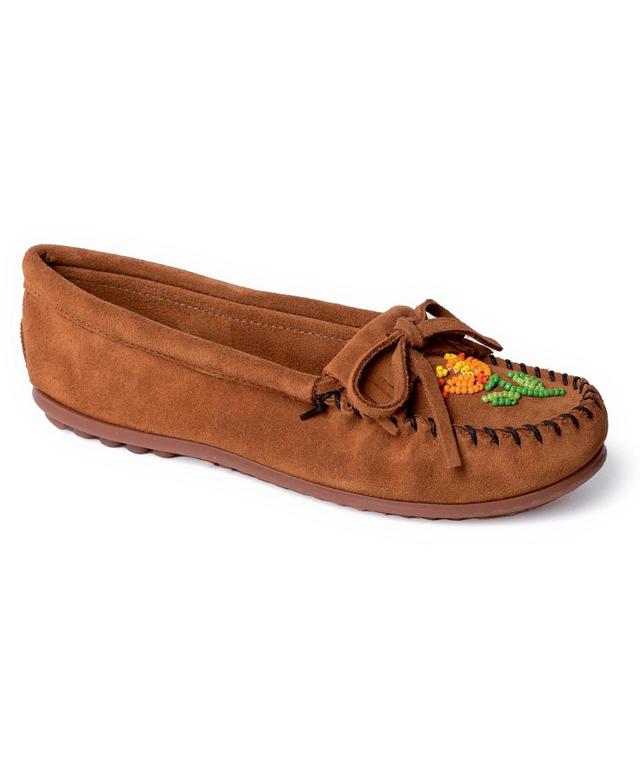 Minnetonka Womens Ziigwan Waabigwan Flower Beaded Suede Moccasins Product Image