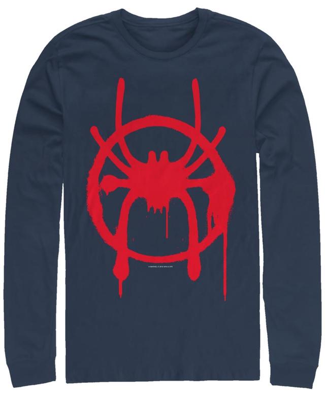 Marvel Mens Spider-Man Into the Spider-Verse Miles Morales Chest Logo, Long Sleeve T-shirt Product Image