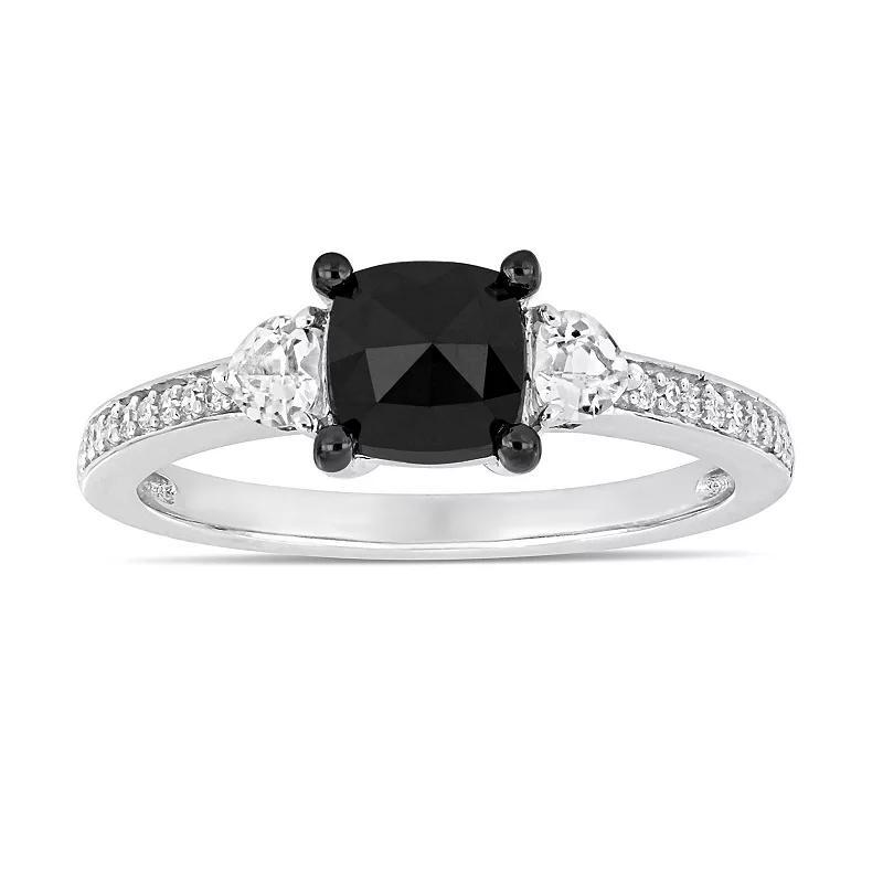 Stella Grace 10k White Gold 1 1/10 Carat T.W. Black & White Diamond Engagement Ring, Womens 10k Whgold Product Image