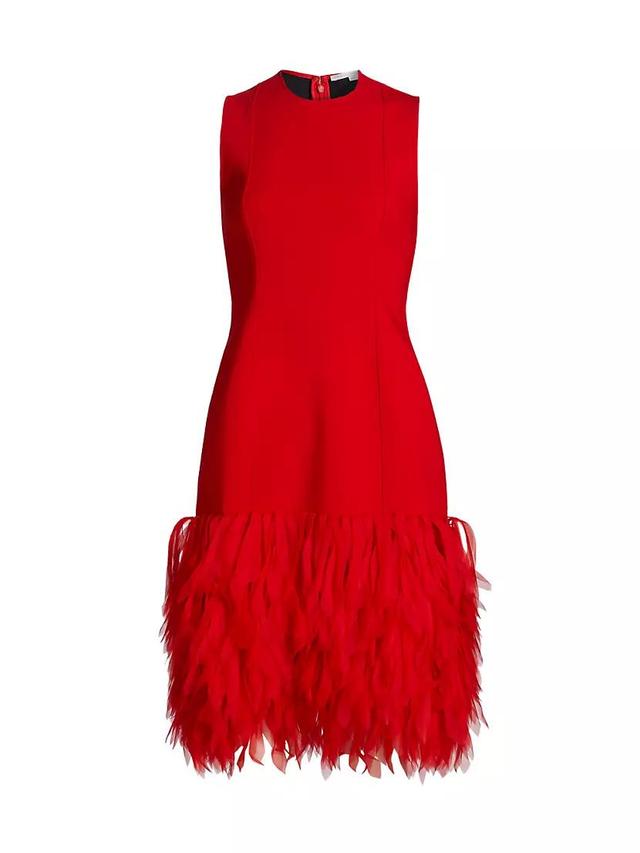 Faux Feather-Trimmed Sleeveless Midi-Dress Product Image