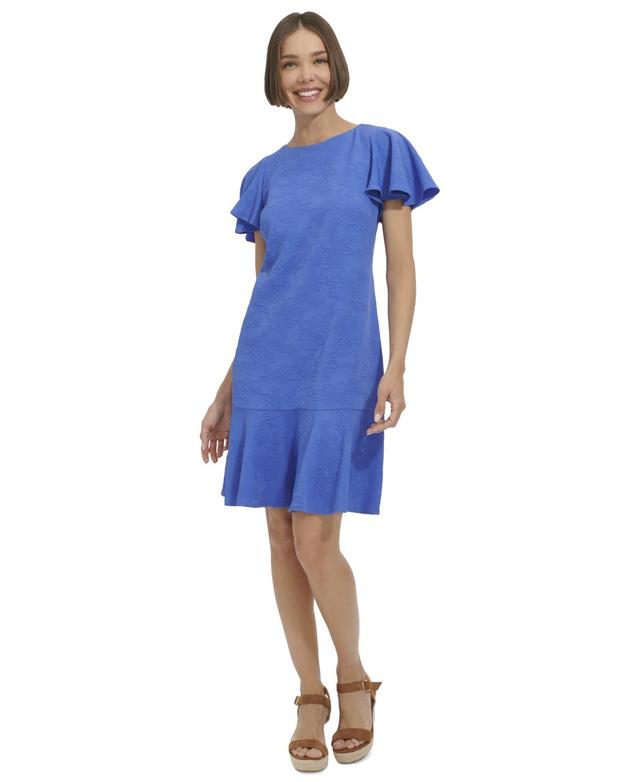 Women's Flutter-Sleeve Jacquard Shift Dress Product Image