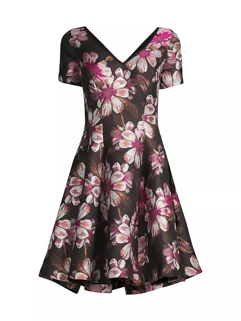 V-Neck Floral Jacquard Minidress Product Image