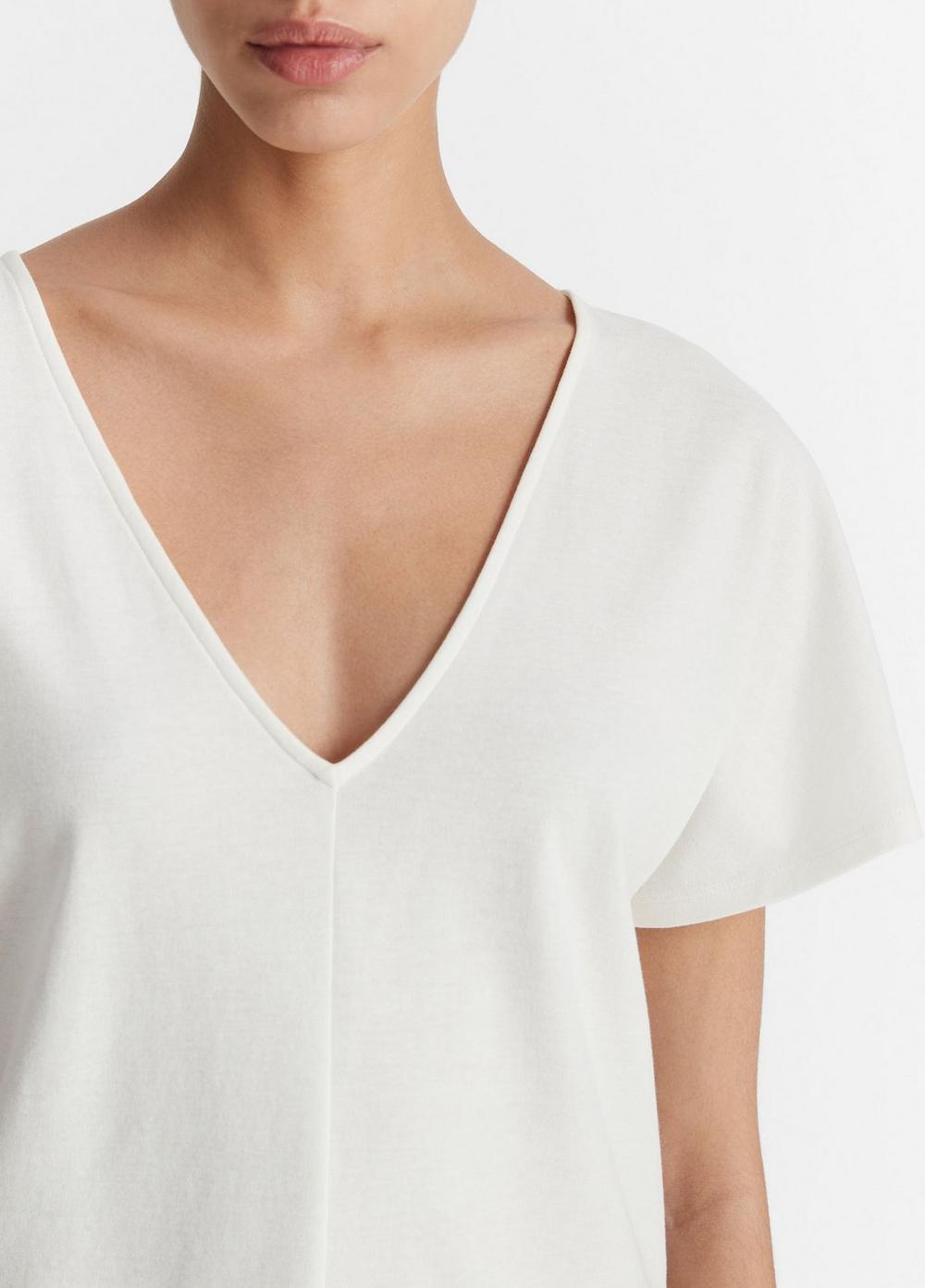 Cotton Flutter Dolman-Sleeve V-Neck T-Shirt Product Image