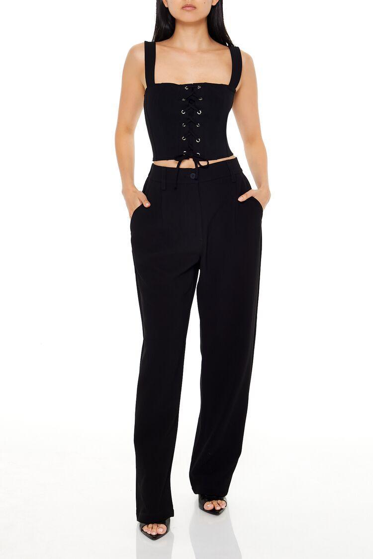 High-Rise Wide-Leg Trouser Pants | Forever 21 Product Image