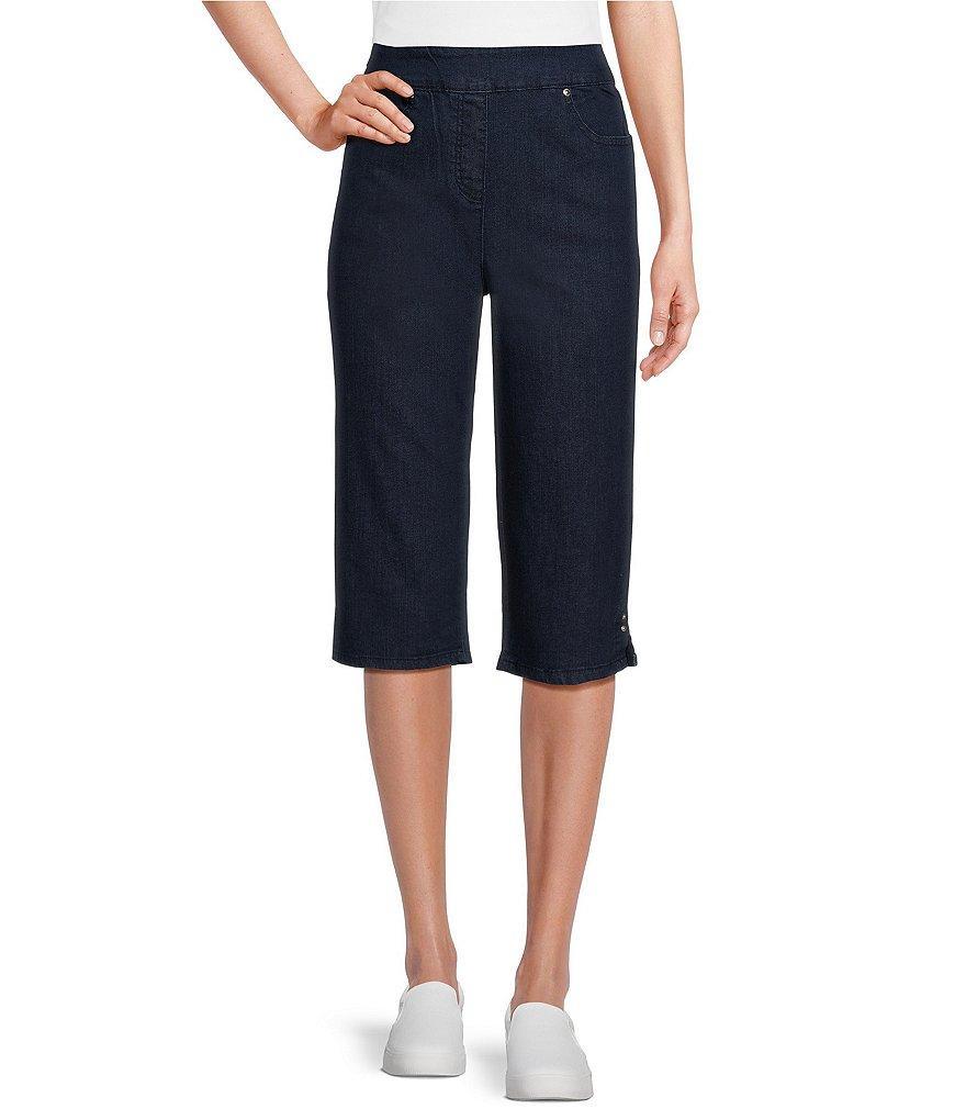 Allison Daley Side Slit Pull-On Stretch Denim Skimmer Capri Pants Product Image