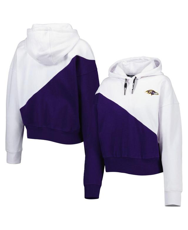 Womens Dkny Sport White Baltimore Ravens Bobbi Color Blocked Pullover Hoodie - White Product Image