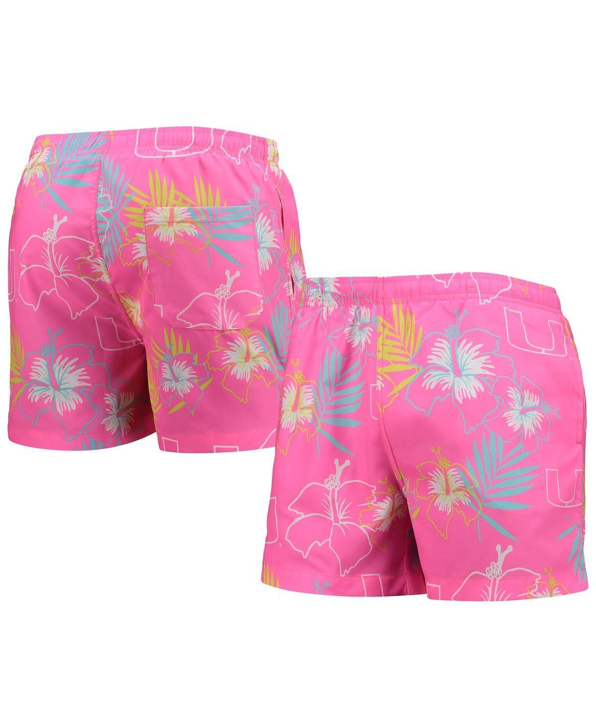 Mens FOCO Miami Hurricanes Neon Floral Swim Trunks Product Image