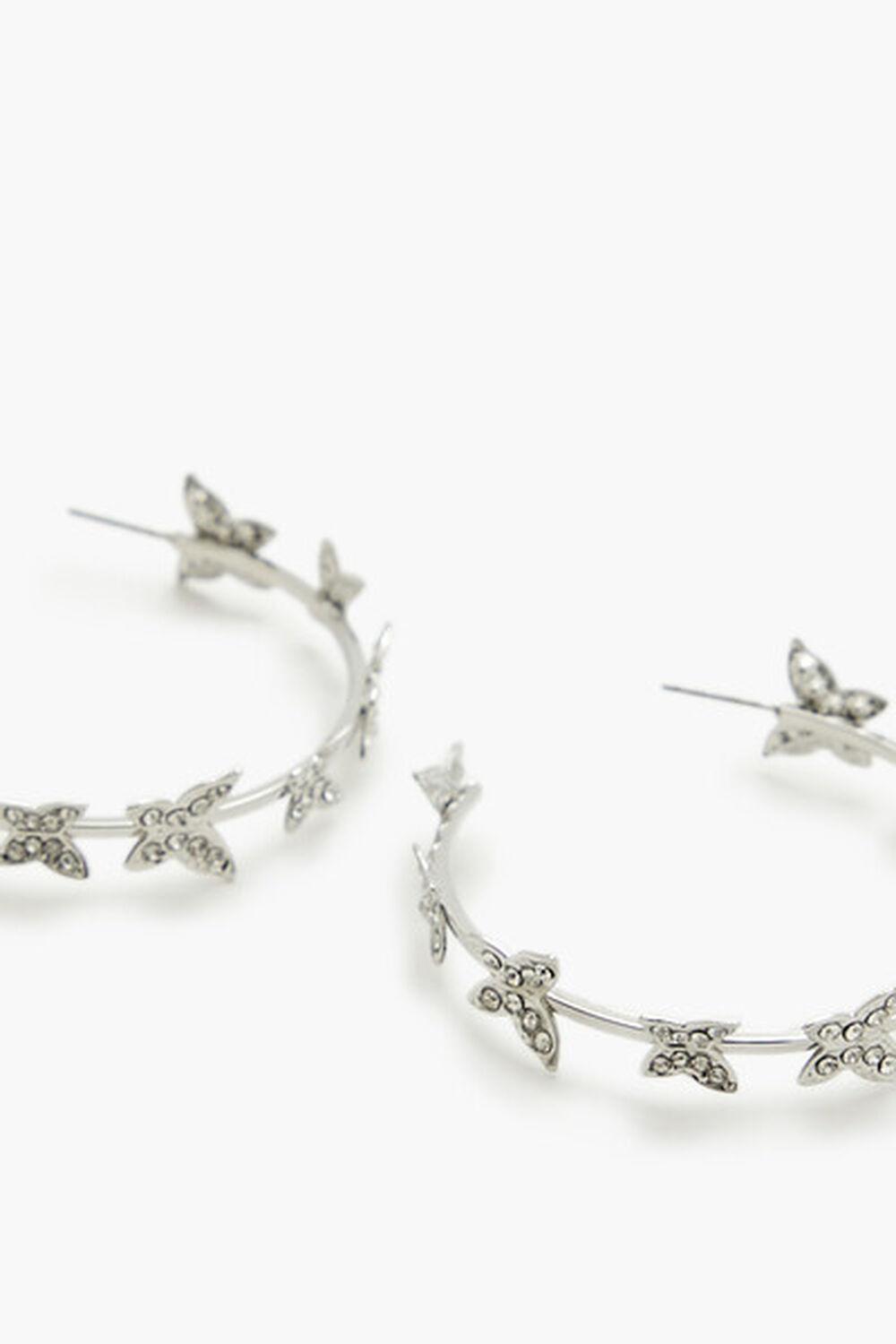 Rhinestone Butterfly Hoop Earrings | Forever 21 Product Image