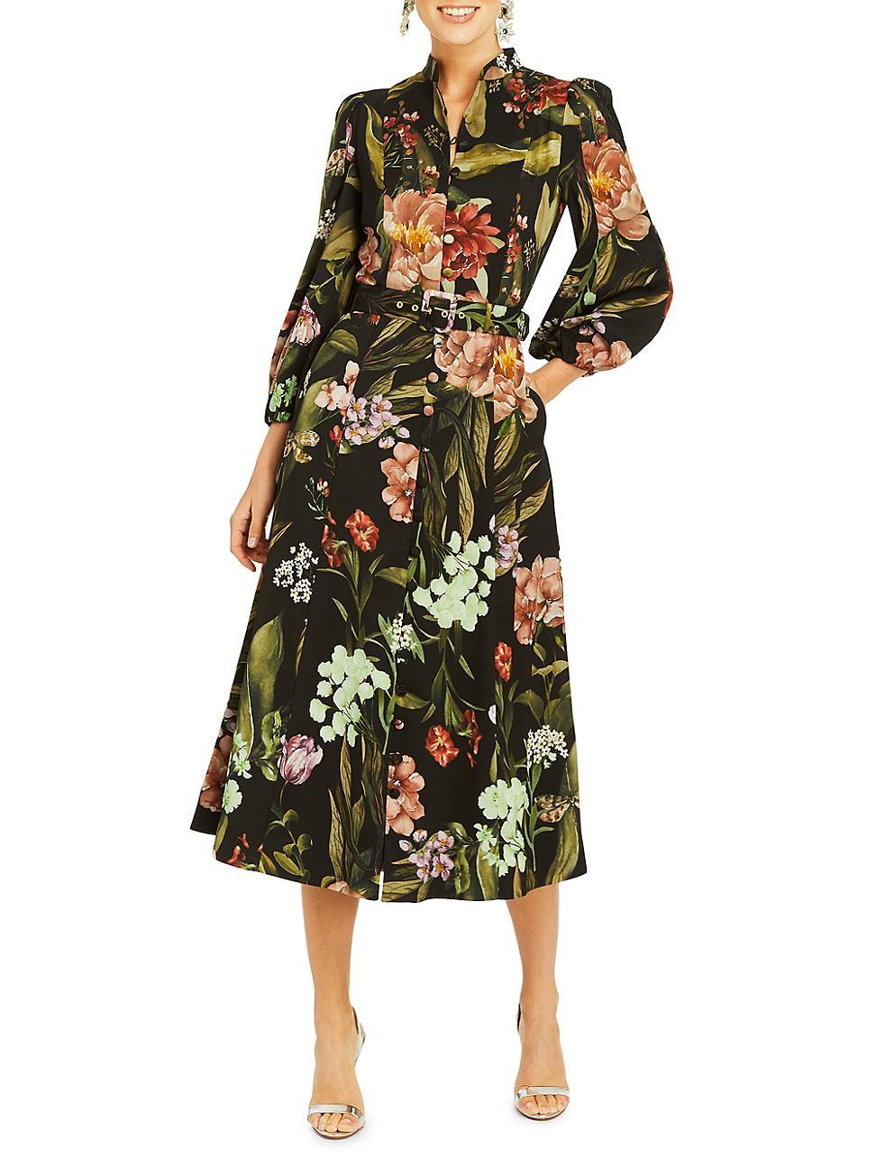 Womens Valencia Floral Belted Midi-Dress Product Image