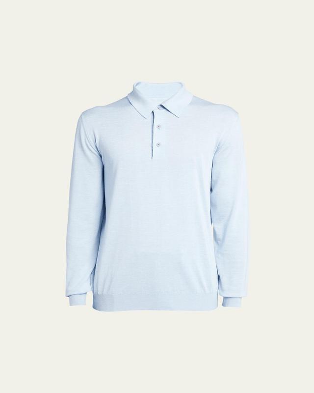 Mens Silk-Cashmere Blend Polo Sweater Product Image