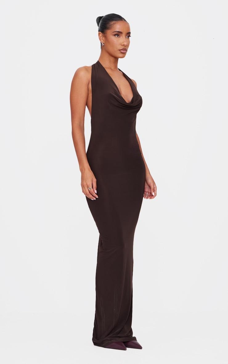 Black Soft Touch Cowl Neck Twist Back Detail Maxi Dress Product Image