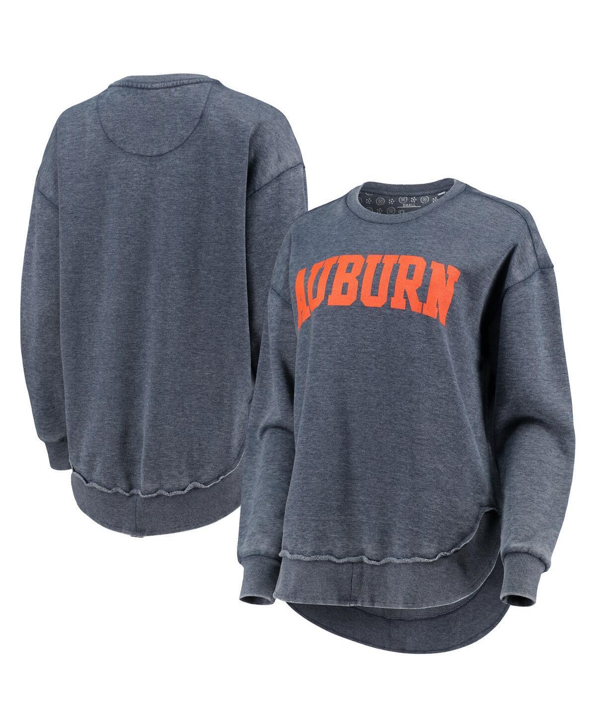 Womens Pressbox Navy Auburn Tigers Vintage-Like Wash Pullover Sweatshirt Product Image