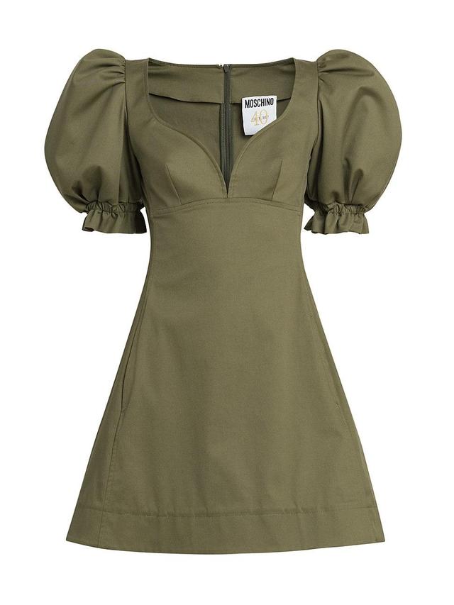 Womens Puff-Sleeve Cotton-Blend Minidress Product Image