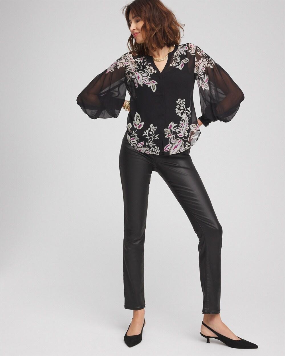 Floral Pintuck Sleeve Blouse Product Image