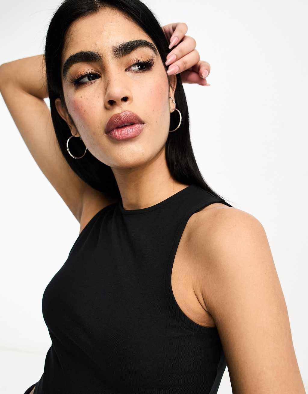 ASOS DESIGN high neck super crop tank in black Product Image