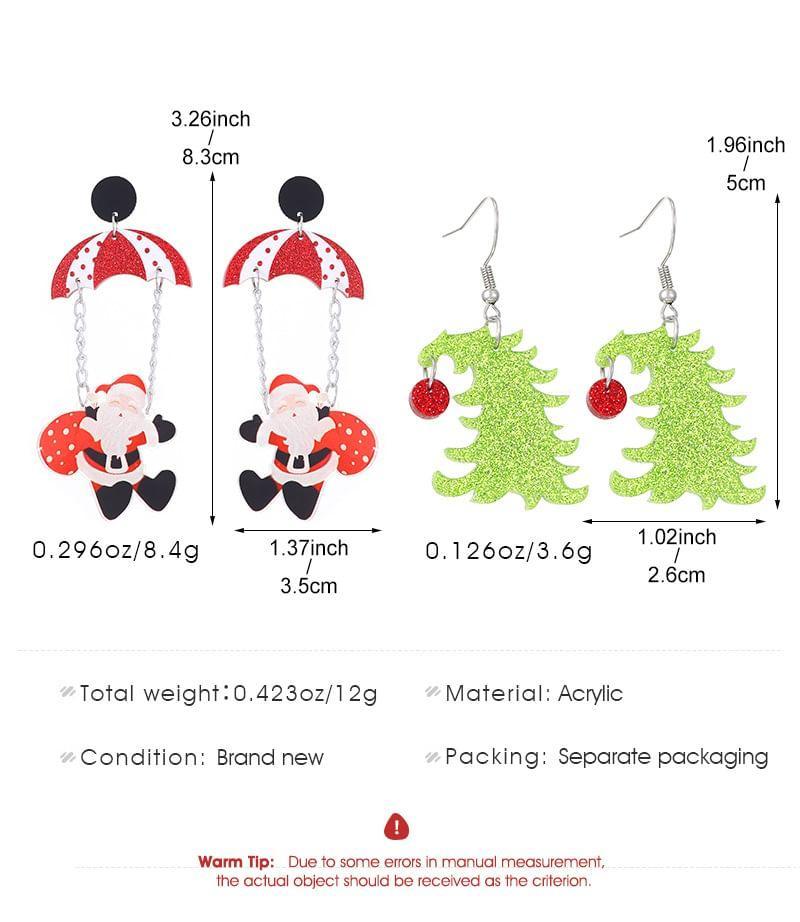 Christmas Tree / Santa Acrylic Dangle Earring Product Image