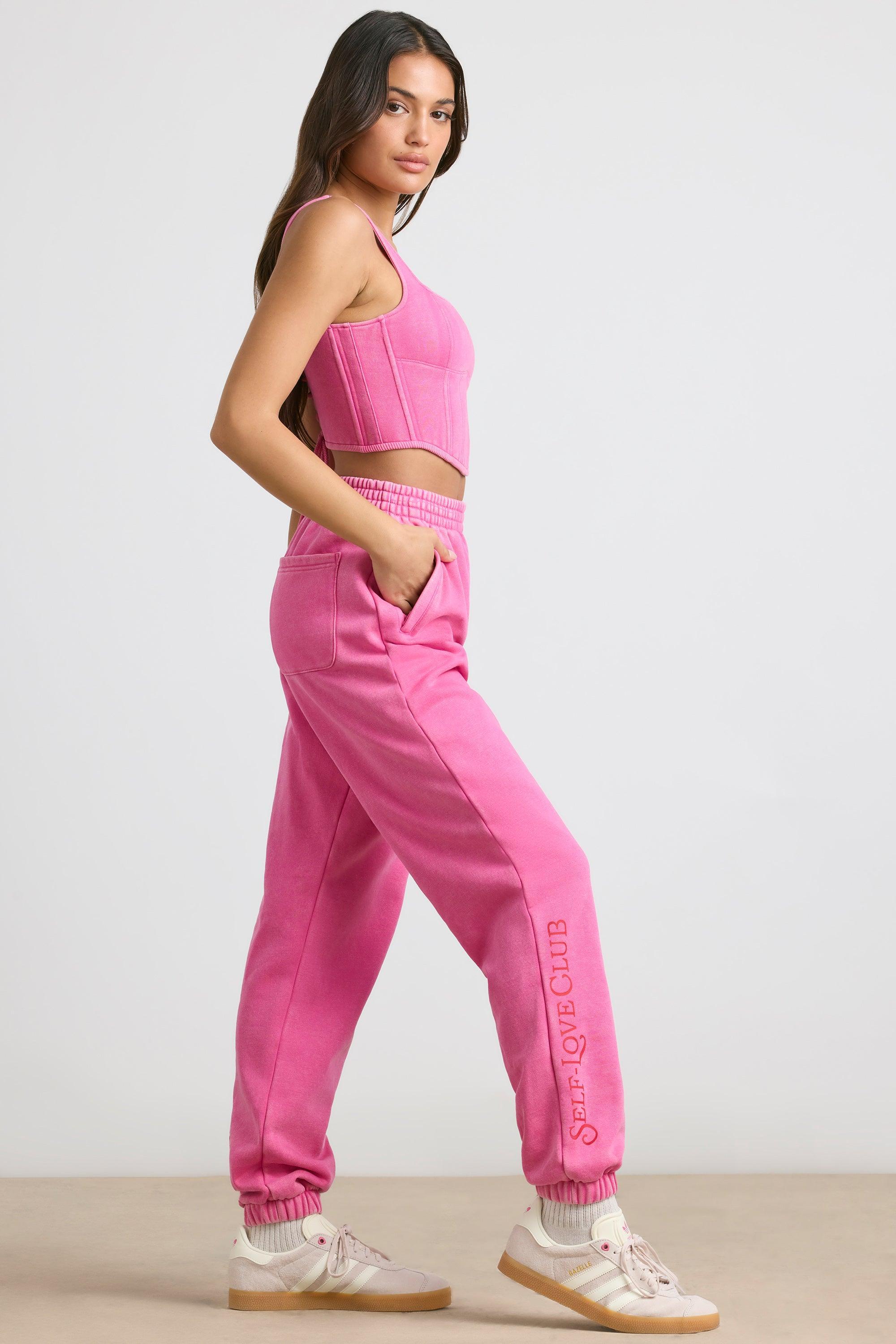 Petite Oversized Joggers in Hot Pink Product Image