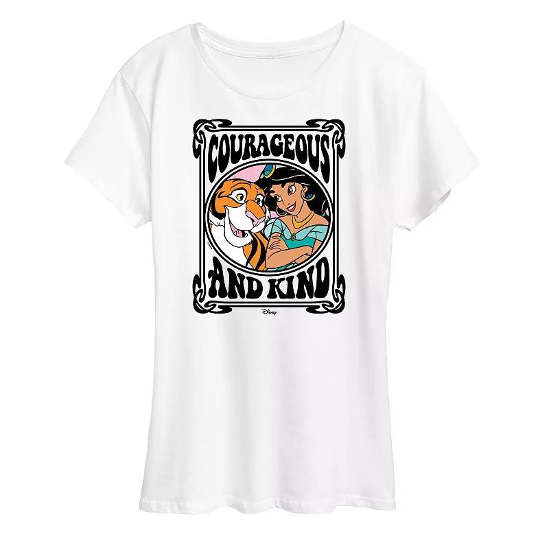 Disney Princess Jasmine Womens Courageous and Kind Graphic Tee Grey Gray Product Image