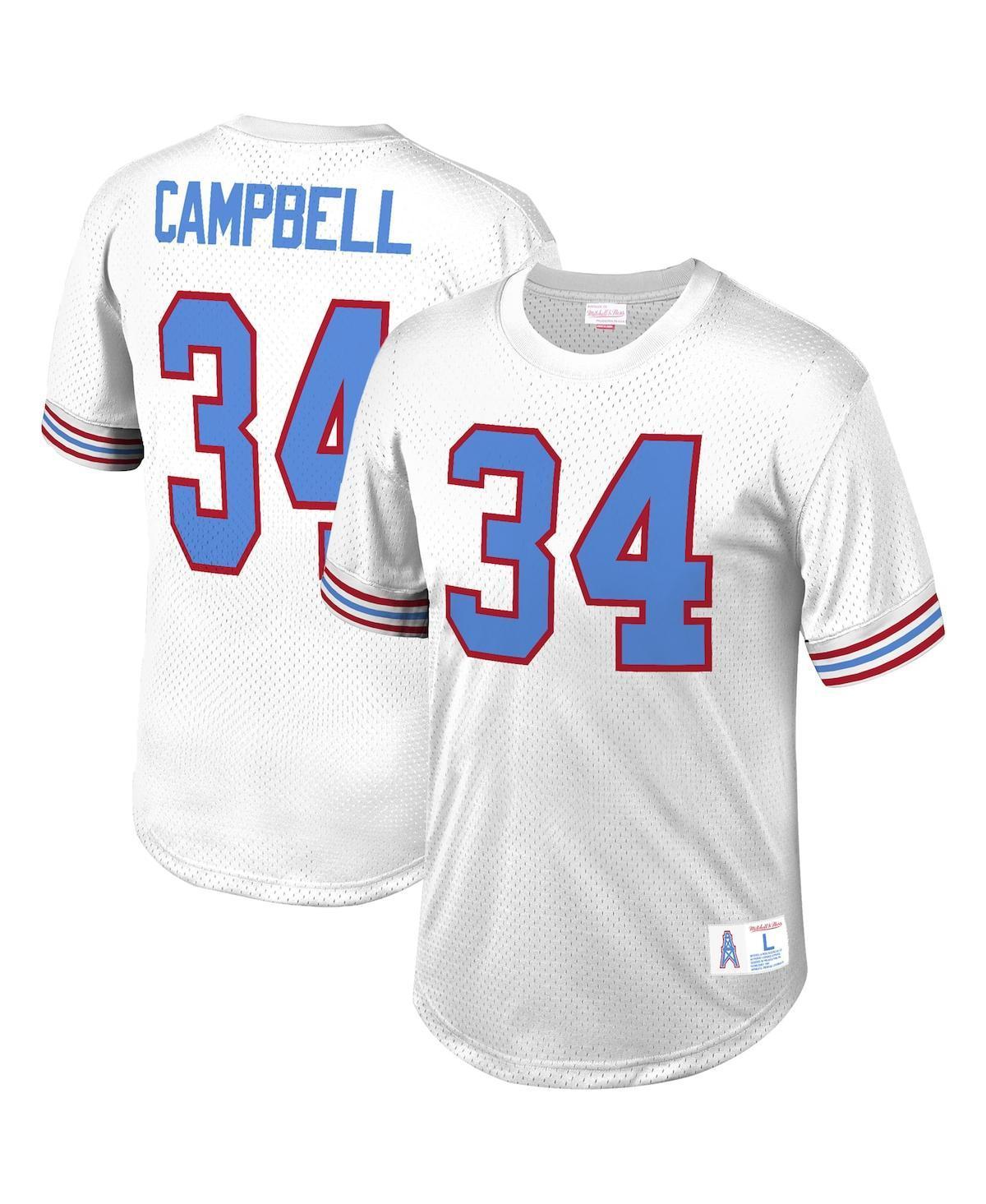 Mens Mitchell & Ness Earl Campbell White Houston Oilers Retired Player Name and Number Mesh Top Product Image