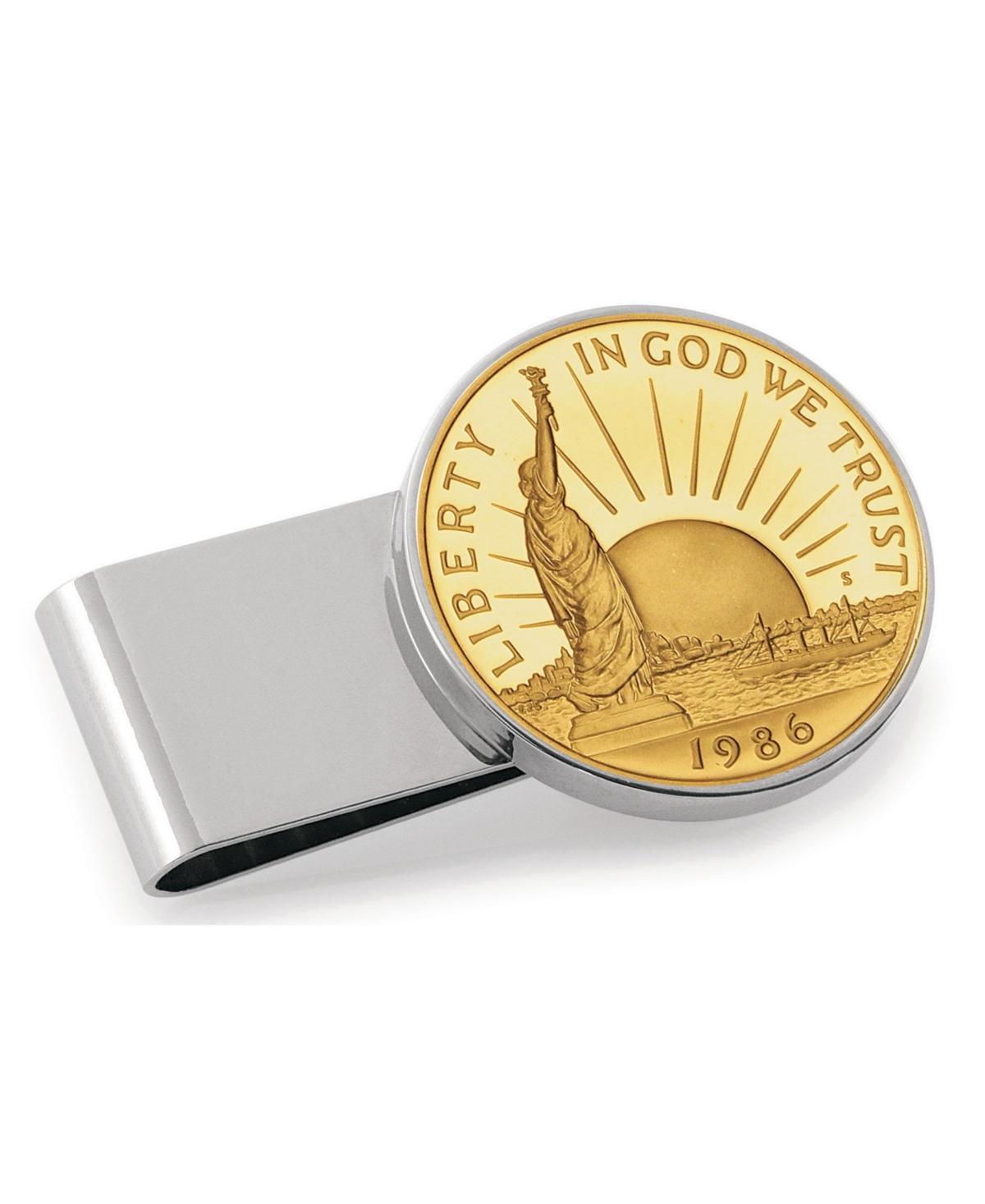 Mens American Coin Treasures Gold-Layered Statue of Liberty Commemorative Half Dollar Stainless Steel Coin Money Clip Product Image