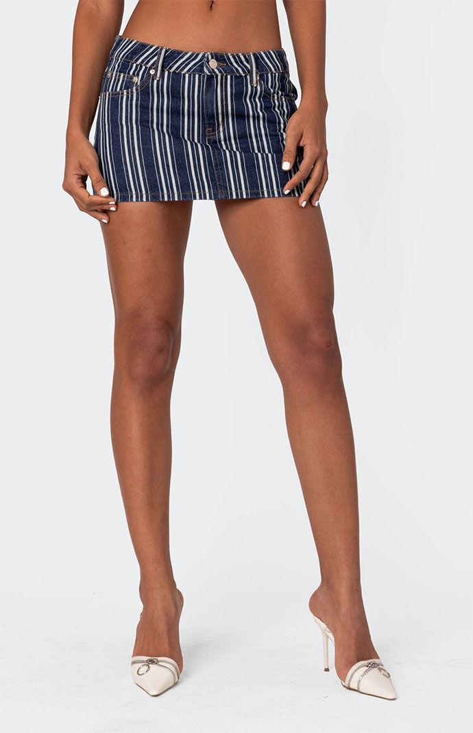 Edikted Women's Inez Striped Denim Mini Skirt - Product Image