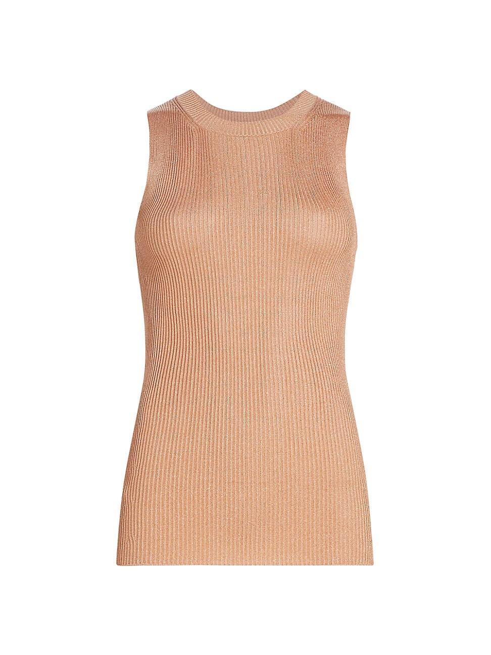 Womens Rib-Knit Metallic Jersey Scoopneck Tank Product Image