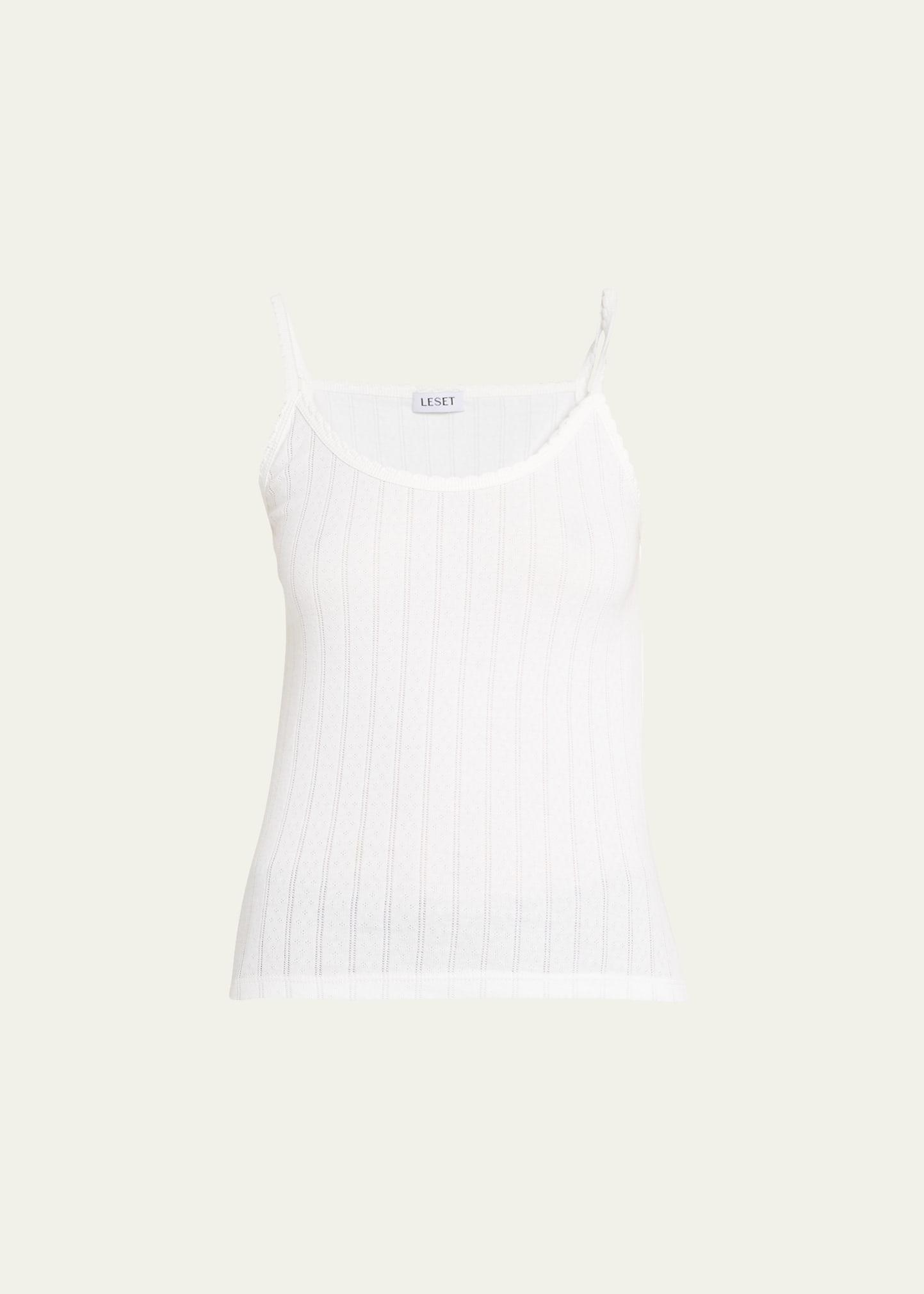 LESET Pointelle Classic Tank Top Black. (also in L, S, XL, XS). Product Image