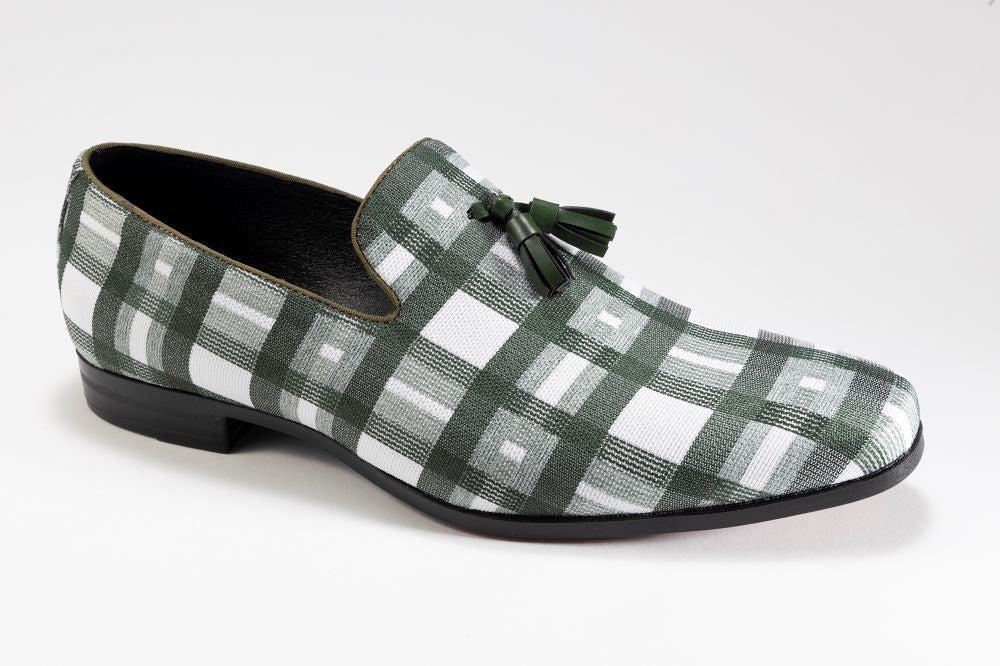 Emerald Plaid Casual Slip On Loafers Product Image