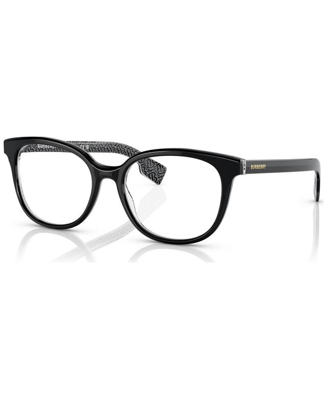 Burberry Womens Square Eyeglasses, BE229153-o - Black, Print Tb, Crystal Product Image