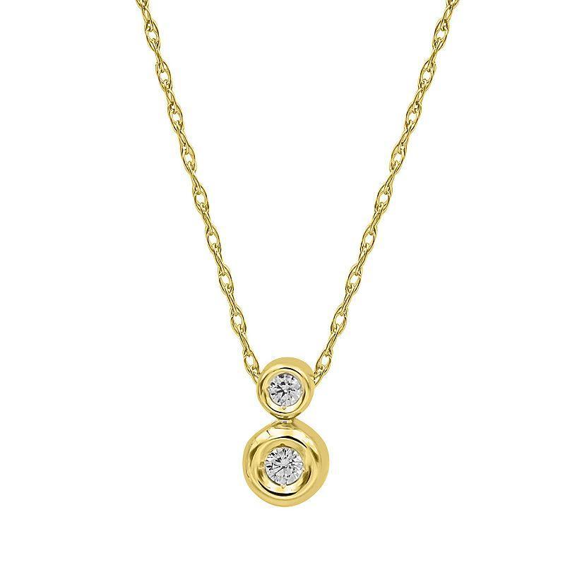 14k Gold Over Silver 1/10 Carat T.W. Diamond 2-Stone Bezel Pendant, Womens Gold Tone Product Image