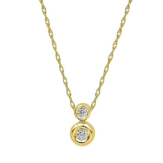 14k Gold Over Silver 1/10 Carat T.W. Diamond 2-Stone Bezel Pendant, Womens Gold Tone Product Image