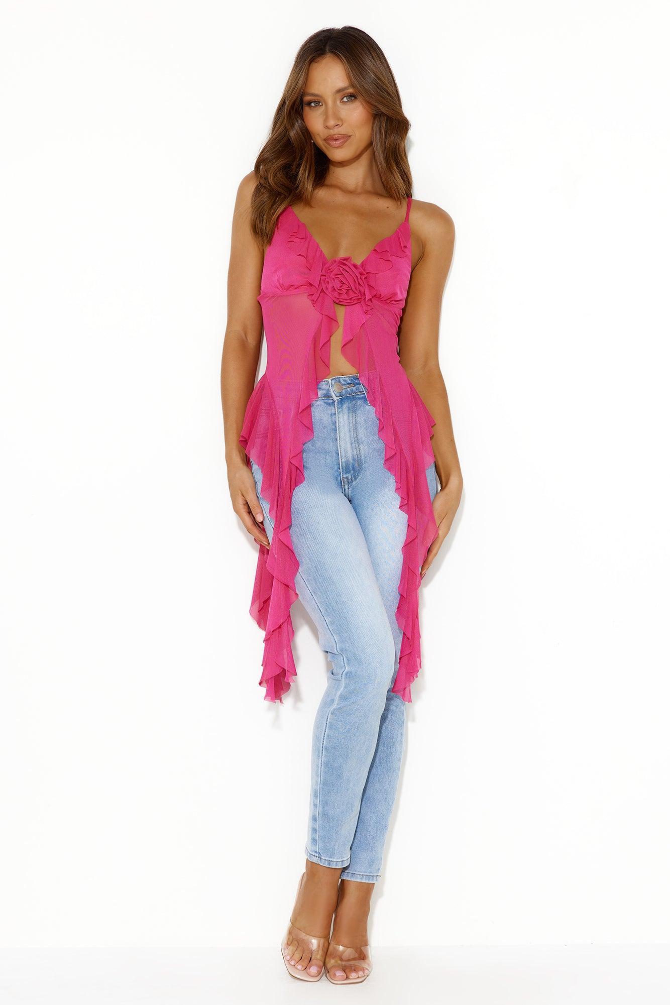 City Escape Mesh Top Pink Product Image