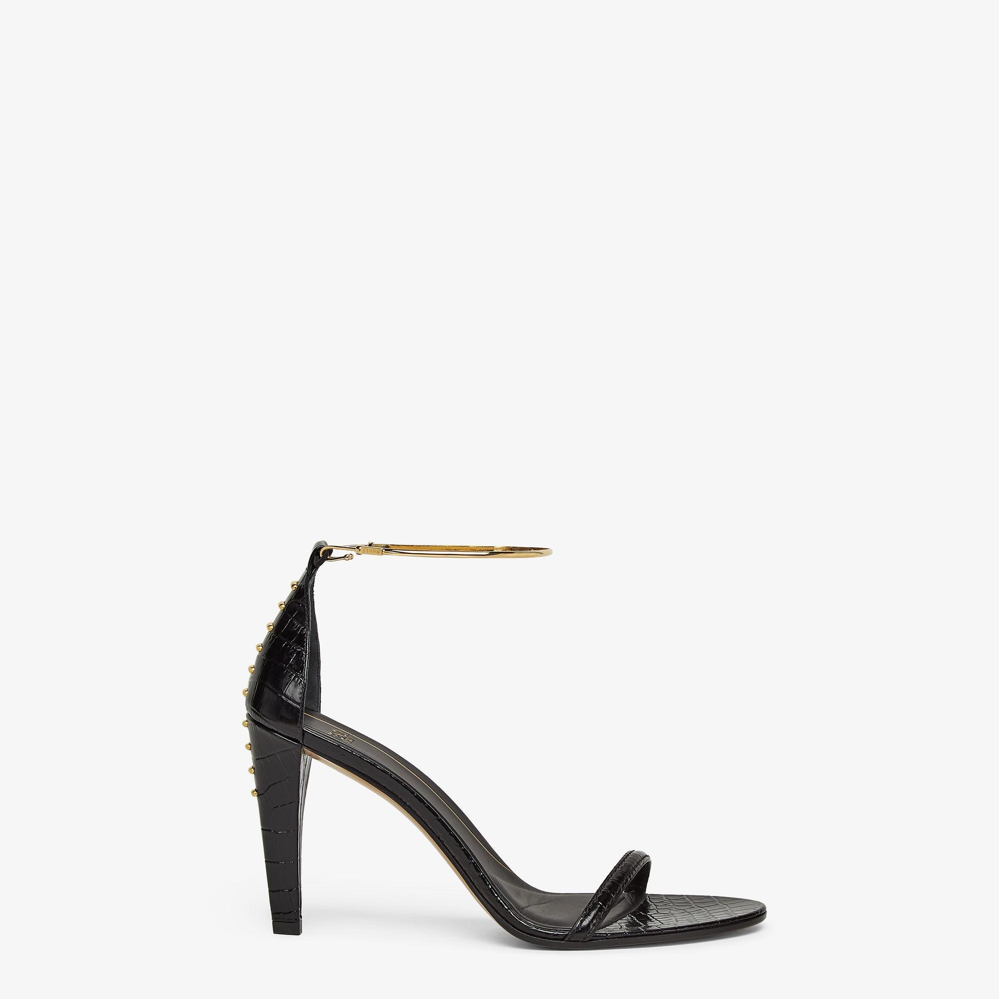 Fendi FiloBlack leather high-heeled sandals Product Image