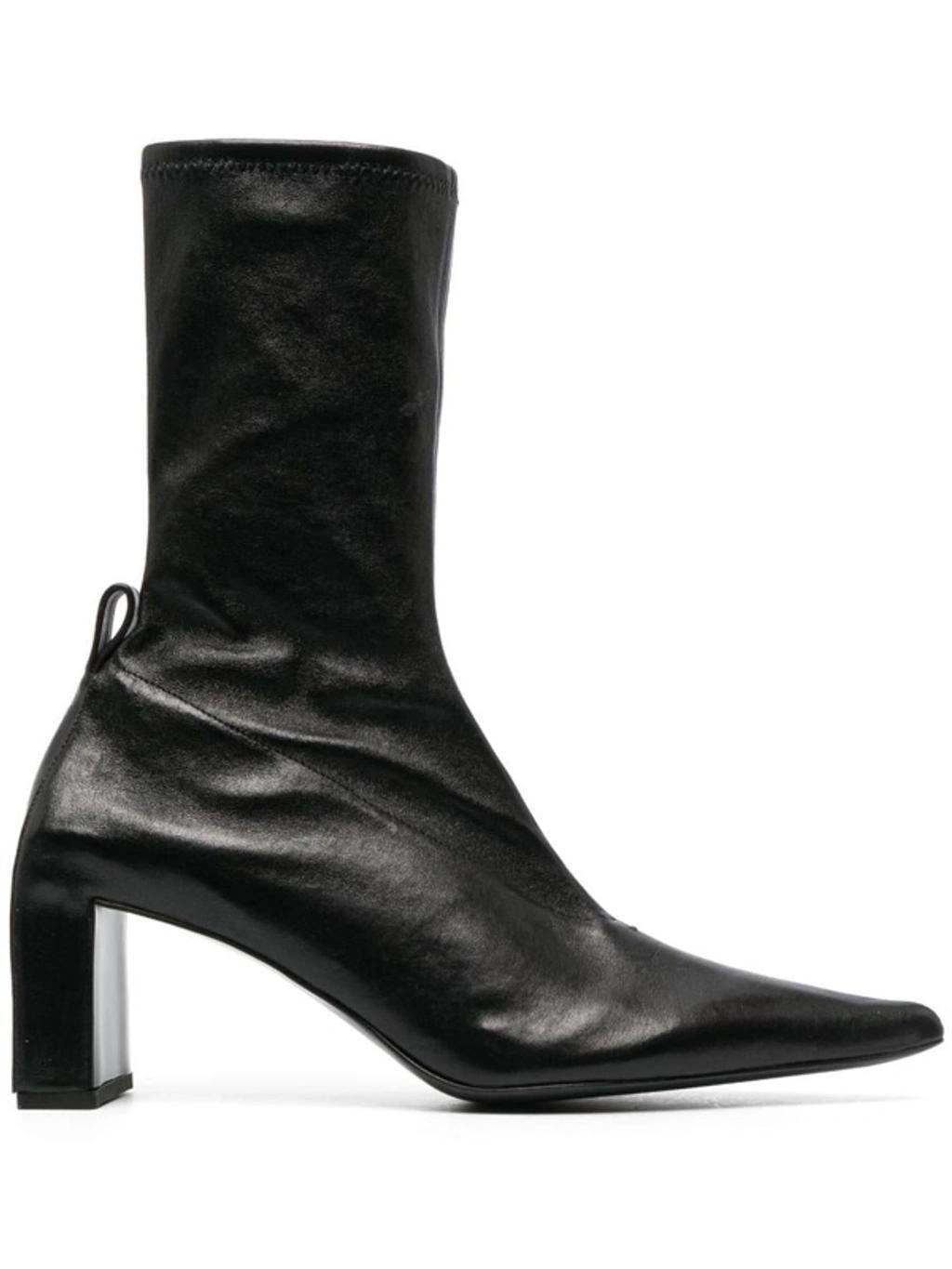 Stretch Leather Glove Ankle Boots In Black Product Image