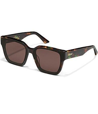 Quay Australia Womens Drive In 50mm Square Sunglasses - Dappled Green Tortoise/Brown Product Image