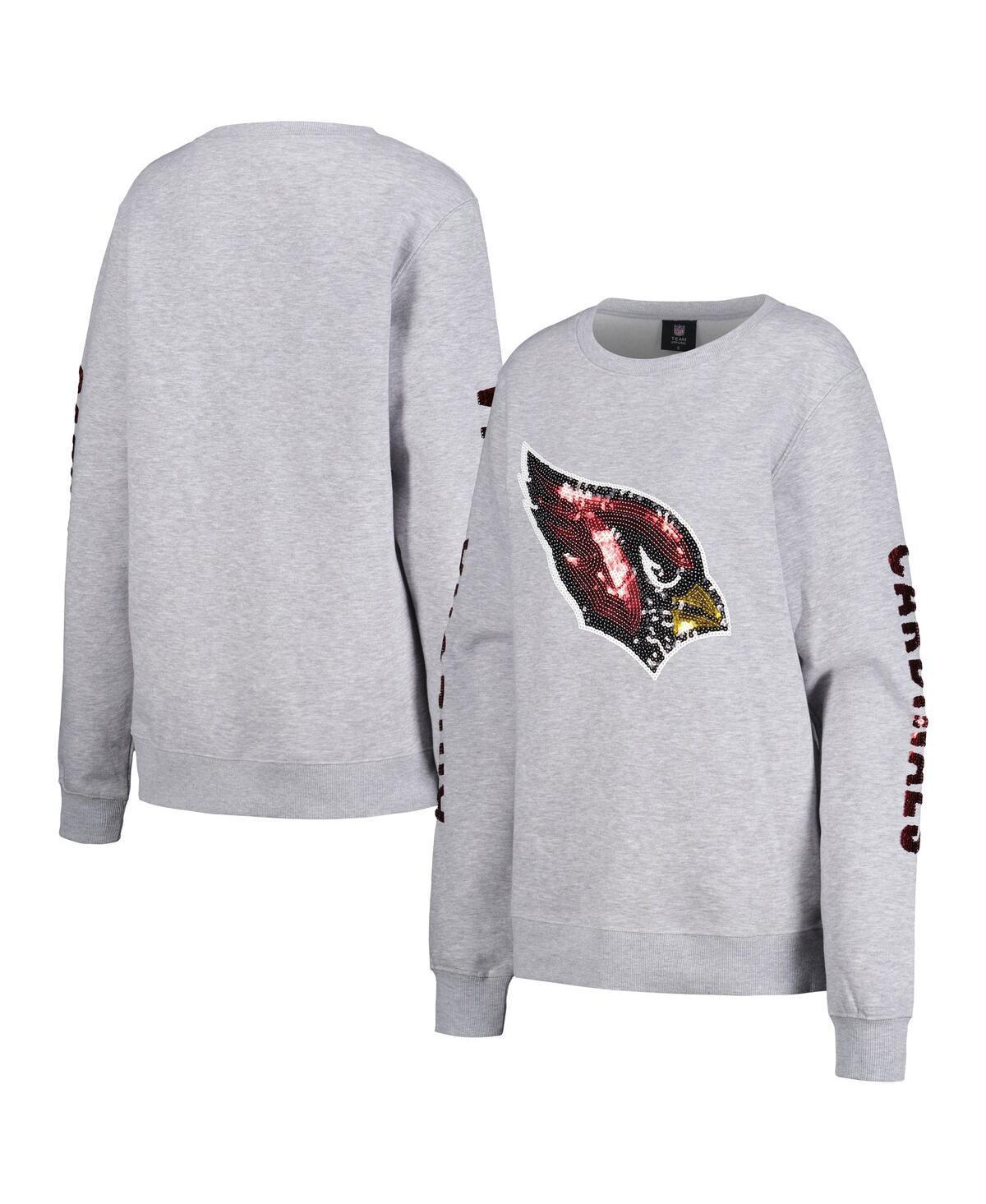 Womens Cuce Heather Gray Arizona Cardinals Sequined Logo Pullover Sweatshirt Product Image