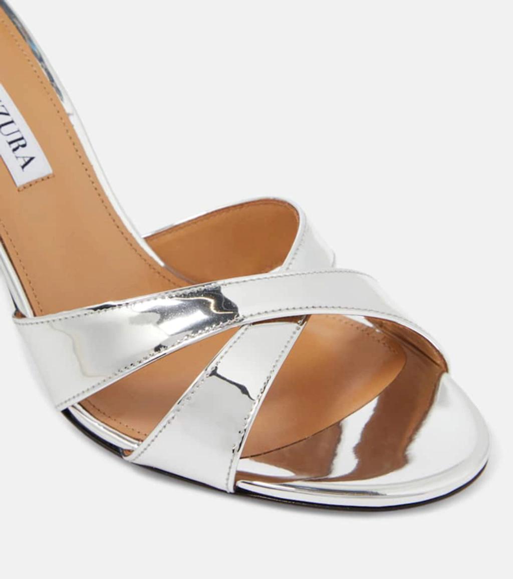 Divine 85 Metallic Leather Sandals In Silver Product Image